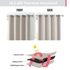 HLC.ME Oxford Blackout Grommet Curtain Panels (Beige) - Set Of 2 12 HLC.ME Oxford Blackout Grommet Curtain Panels (Beige) - Set Of 2