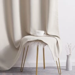 HLC.ME Oxford Blackout Grommet Curtain Panels (Beige) - Set Of 2 14 HLC.ME Oxford Blackout Grommet Curtain Panels (Beige) - Set Of 2