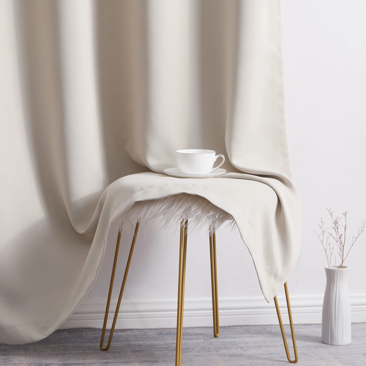 HLC.ME Oxford Blackout Grommet Curtain Panels (Beige) - Set Of 2 8 HLC.ME Oxford Blackout Grommet Curtain Panels (Beige) - Set Of 2