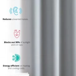 HLC.ME Oxford Blackout Grommet Curtain Panels (Light Grey) - Set Of 2