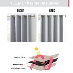 HLC.ME Oxford Blackout Grommet Curtain Panels (Light Grey) - Set Of 2