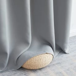 HLC.ME Oxford Blackout Grommet Curtain Panels (Light Grey) - Set Of 2