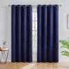 HLC.ME Oxford Blackout Grommet Curtain Panels (Navy Blue) - Set Of 2