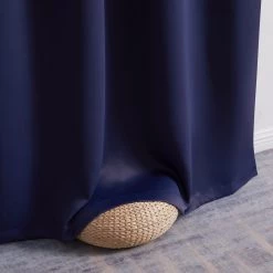 HLC.ME Oxford Blackout Grommet Curtain Panels (Navy Blue) - Set Of 2