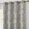 HLC.ME Blackout Curtains Paris Paisley Blackout Grommet Curtain Panels - Grey/Yellow - Set Of 2