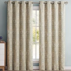 HLC.ME Blackout Curtains Paris Paisley Blackout Grommet Curtain Panels - Neutral - Set Of 2