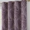 HLC.ME Blackout Curtains Paris Paisley Blackout Grommet Curtain Panels - Merlot Purple - Set Of 2