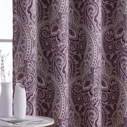 HLC.ME Blackout Curtains Paris Paisley Blackout Grommet Curtain Panels - Merlot Purple - Set Of 2
