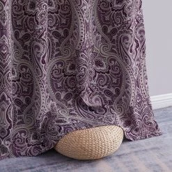 HLC.ME Blackout Curtains Paris Paisley Blackout Grommet Curtain Panels - Merlot Purple - Set Of 2