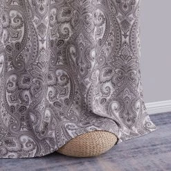 HLC.ME Paris Paisley Blackout Grommet Curtain Panels - Taupe - Set Of 2