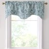 HLC.ME Paris Paisley Scalloped Valance - Blue Faux Linen Curtains