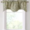 HLC.ME Faux Linen Curtains Paris Paisley Scalloped Valance - Sage Green