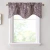 HLC.ME Faux Linen Curtains Paris Paisley Scalloped Valance - Merlot Purple