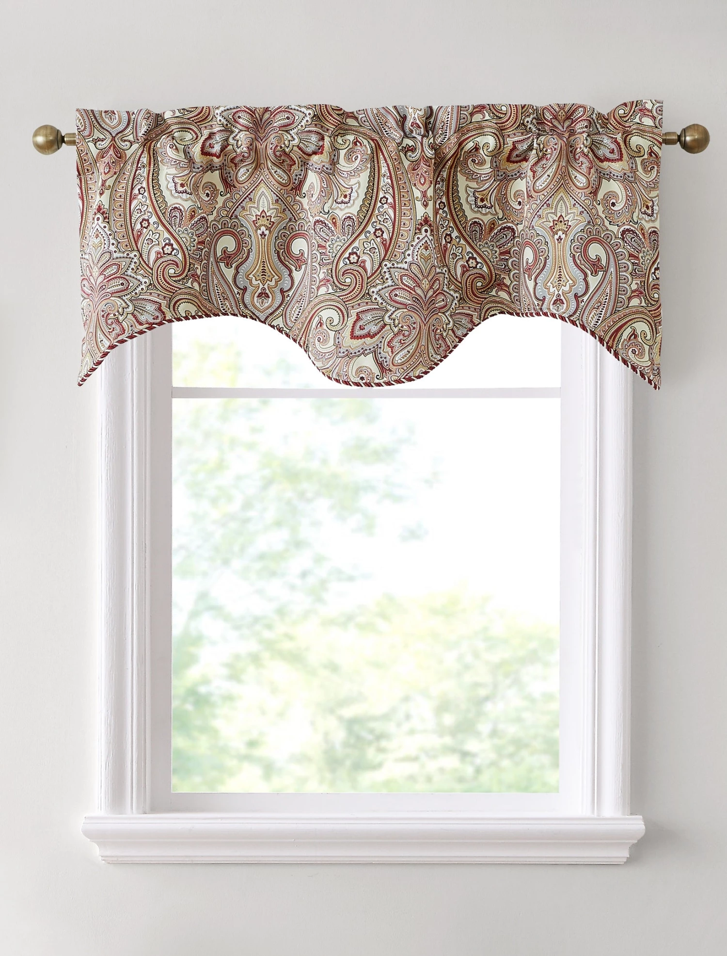 HLC.ME Paris Paisley Scalloped Valance - Spice Red 3 HLC.ME Paris Paisley Scalloped Valance - Spice Red
