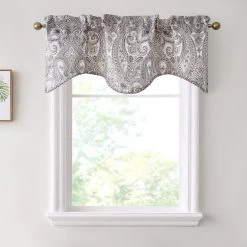 HLC.ME Paris Paisley Scalloped Valance - Taupe Faux Linen Curtains