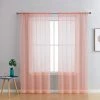 HLC.ME Lucento Sheer Rod Pocket Curtain Panels - Peach - Set Of 2