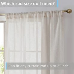 HLC.ME Penelope Faux Linen Sheer Curtain Panels - Beige - Set Of 2 11 HLC.ME Penelope Faux Linen Sheer Curtain Panels - Beige - Set Of 2