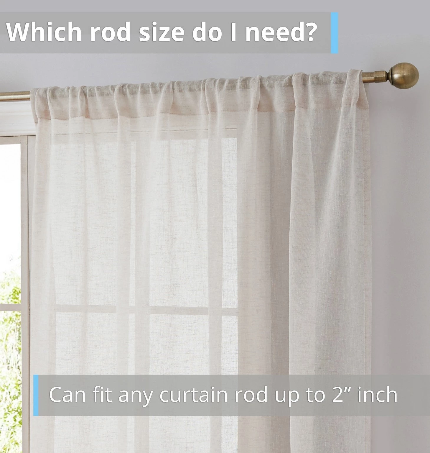 HLC.ME Penelope Faux Linen Sheer Curtain Panels - Beige - Set Of 2 5 HLC.ME Penelope Faux Linen Sheer Curtain Panels - Beige - Set Of 2