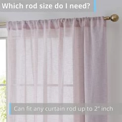 HLC.ME Penelope Faux Linen Sheer Curtain Panels - Blush Pink - Set Of 2