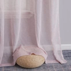 HLC.ME Penelope Faux Linen Sheer Curtain Panels - Blush Pink - Set Of 2
