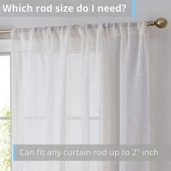 HLC.ME Sheer Curtains Penelope Faux Linen Sheer Curtain Panels - Ivory - Set Of 2