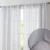 HLC.ME Penelope Faux Linen Sheer Curtain Panels - Light Grey - Set Of 2 Sheer Curtains