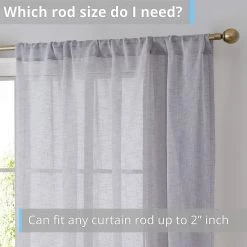 HLC.ME Penelope Faux Linen Sheer Curtain Panels - Light Grey - Set Of 2 Sheer Curtains