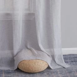 HLC.ME Penelope Faux Linen Sheer Curtain Panels - Light Grey - Set Of 2 Sheer Curtains