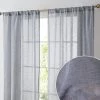 HLC.ME Penelope Faux Linen Sheer Curtain Panels - Navy Blue - Set Of 2 Sheer Curtains