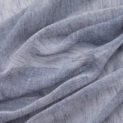 HLC.ME Penelope Faux Linen Sheer Curtain Panels - Navy Blue - Set Of 2 Sheer Curtains