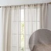 HLC.ME Penelope Faux Linen Sheer Curtain Panels - Taupe - Set Of 2 Sheer Curtains