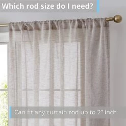 HLC.ME Penelope Faux Linen Sheer Curtain Panels - Taupe - Set Of 2 Sheer Curtains 11 HLC.ME Penelope Faux Linen Sheer Curtain Panels - Taupe - Set Of 2 Sheer Curtains