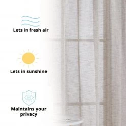 HLC.ME Penelope Faux Linen Sheer Curtain Panels - Taupe - Set Of 2 Sheer Curtains 12 HLC.ME Penelope Faux Linen Sheer Curtain Panels - Taupe - Set Of 2 Sheer Curtains