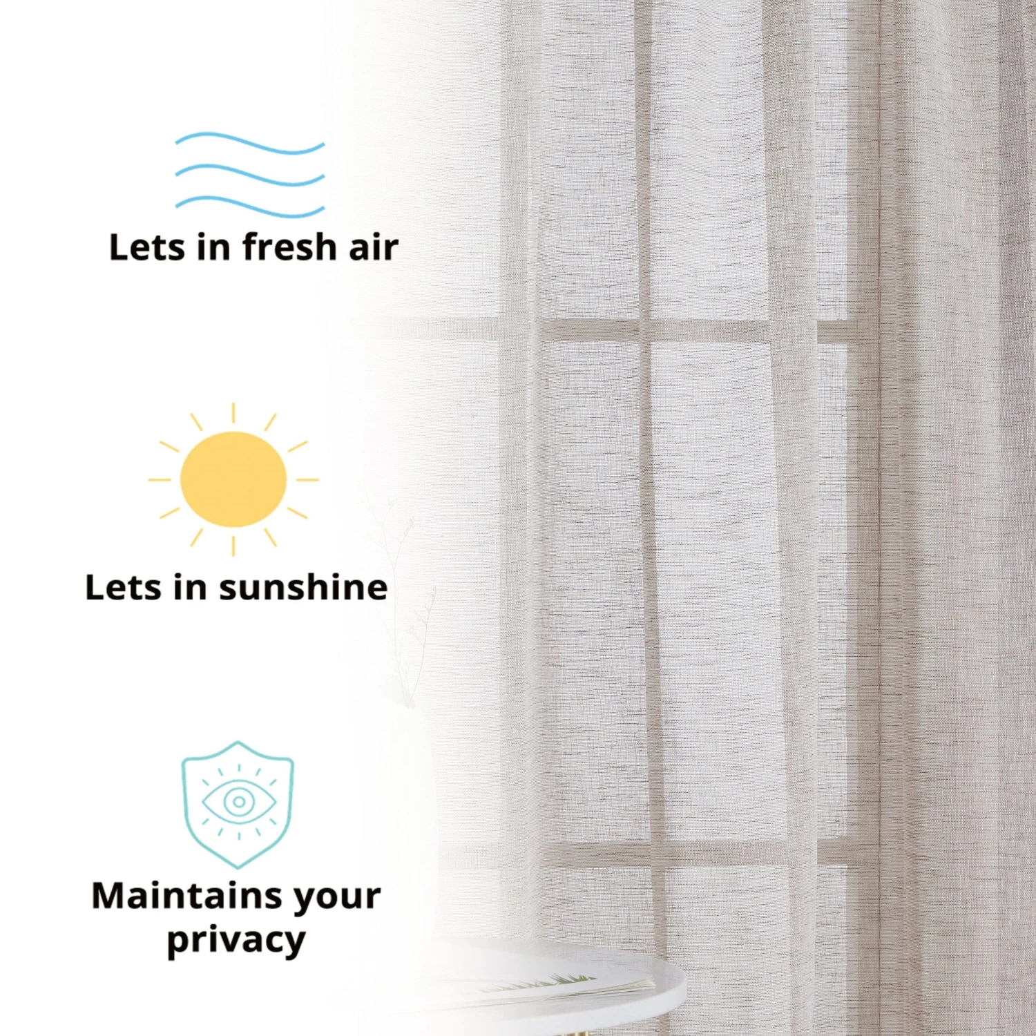 HLC.ME Penelope Faux Linen Sheer Curtain Panels - Taupe - Set Of 2 Sheer Curtains 6 HLC.ME Penelope Faux Linen Sheer Curtain Panels - Taupe - Set Of 2 Sheer Curtains