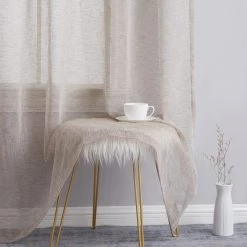 HLC.ME Penelope Faux Linen Sheer Curtain Panels - Taupe - Set Of 2 Sheer Curtains 13 HLC.ME Penelope Faux Linen Sheer Curtain Panels - Taupe - Set Of 2 Sheer Curtains