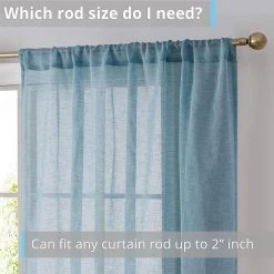 HLC.ME Penelope Faux Linen Sheer Curtain Panels - Teal Blue - Set Of 2 15 HLC.ME Penelope Faux Linen Sheer Curtain Panels - Teal Blue - Set Of 2