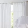 HLC.ME Penelope Faux Linen Sheer Curtain Panels - White - Set Of 2