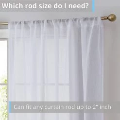 HLC.ME Penelope Faux Linen Sheer Curtain Panels - White - Set Of 2 11 HLC.ME Penelope Faux Linen Sheer Curtain Panels - White - Set Of 2