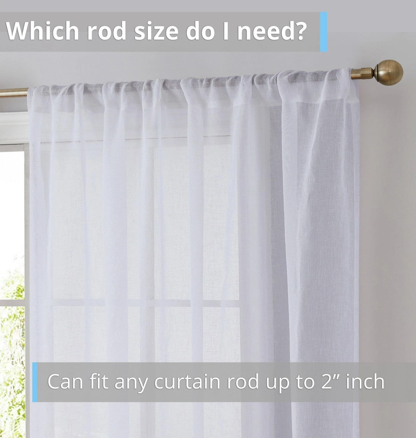 HLC.ME Penelope Faux Linen Sheer Curtain Panels - White - Set Of 2 5 HLC.ME Penelope Faux Linen Sheer Curtain Panels - White - Set Of 2