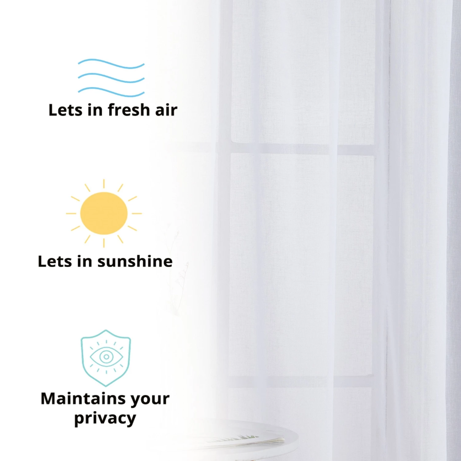 HLC.ME Penelope Faux Linen Sheer Curtain Panels - White - Set Of 2 6 HLC.ME Penelope Faux Linen Sheer Curtain Panels - White - Set Of 2