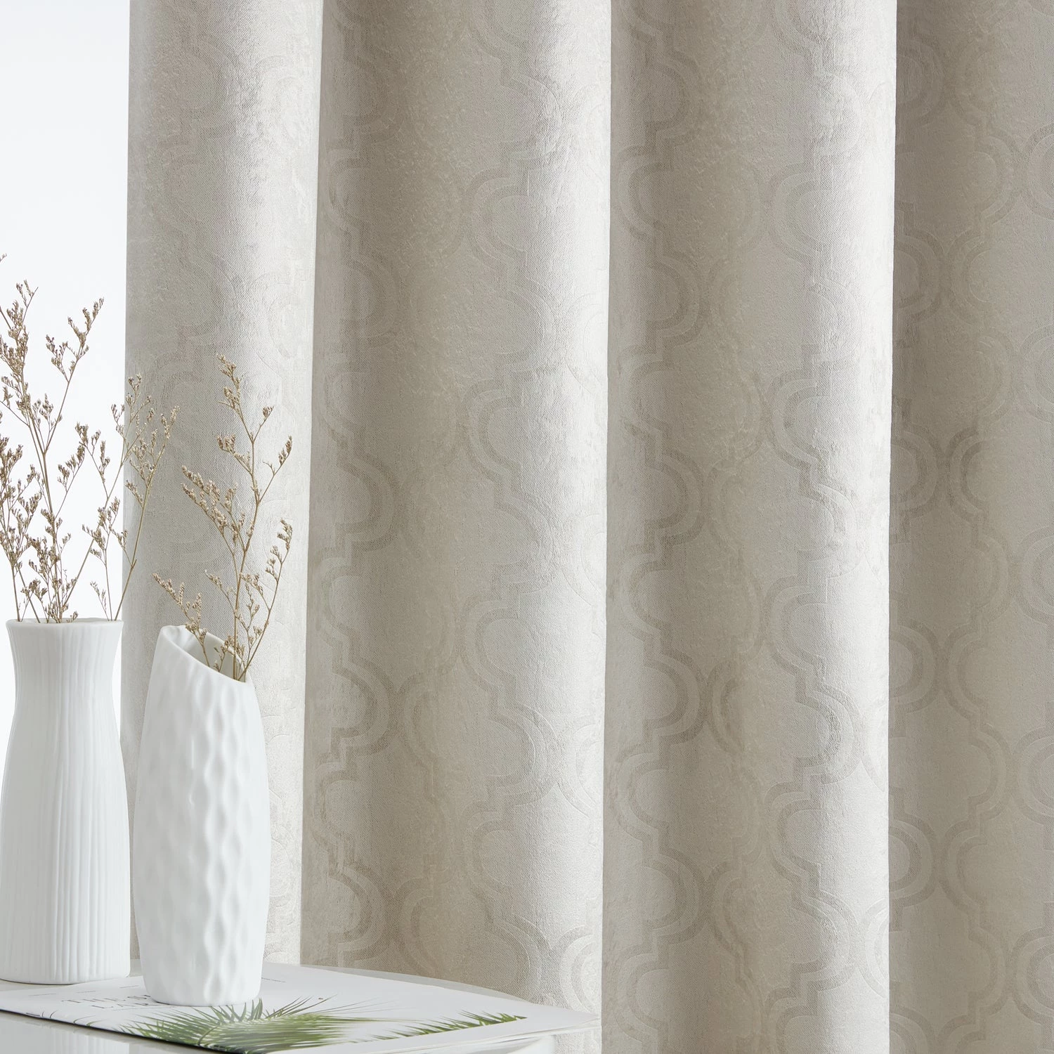 HLC.ME Redmont Lattice Back Tab Rod Pocket Valance - Beige 5 HLC.ME Redmont Lattice Back Tab Rod Pocket Valance - Beige