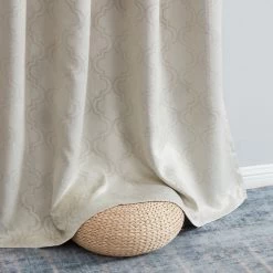 HLC.ME Faux Linen Curtains Redmont Lattice Blackout Grommet Patio Door Panel - Beige