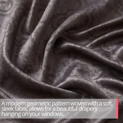 HLC.ME Redmont Lattice Blackout Grommet Patio Door Panel - Dark Grey Faux Linen Curtains