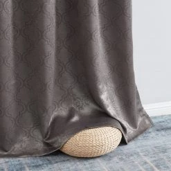 HLC.ME Redmont Lattice Blackout Grommet Patio Door Panel - Dark Grey Faux Linen Curtains