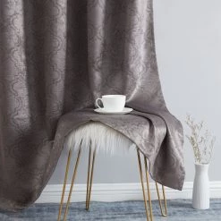 HLC.ME Redmont Lattice Blackout Grommet Patio Door Panel - Dark Grey Faux Linen Curtains