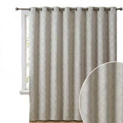 HLC.ME Faux Linen Curtains Redmont Lattice Blackout Grommet Patio Door Panel - Beige