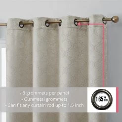HLC.ME Blackout Curtains Redmont Lattice Blackout Grommet Curtain Panels - Beige - Set Of 2