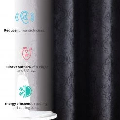 HLC.ME Blackout Curtains Redmont Lattice Blackout Grommet Curtain Panels - Black - Set Of 2