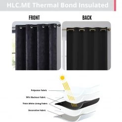 HLC.ME Blackout Curtains Redmont Lattice Blackout Grommet Curtain Panels - Black - Set Of 2