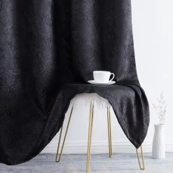 HLC.ME Blackout Curtains Redmont Lattice Blackout Grommet Curtain Panels - Black - Set Of 2